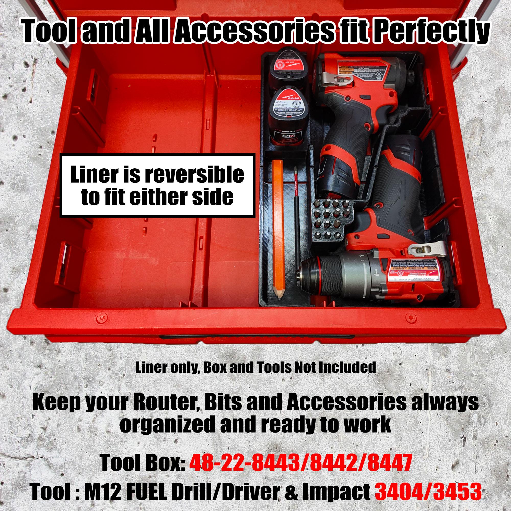 Drawer Liner for Milwaukee M12 FUEL Drill/Driver and impact