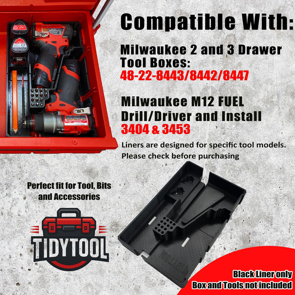 Drawer Liner for Milwaukee M12 FUEL Drill/Driver and impact