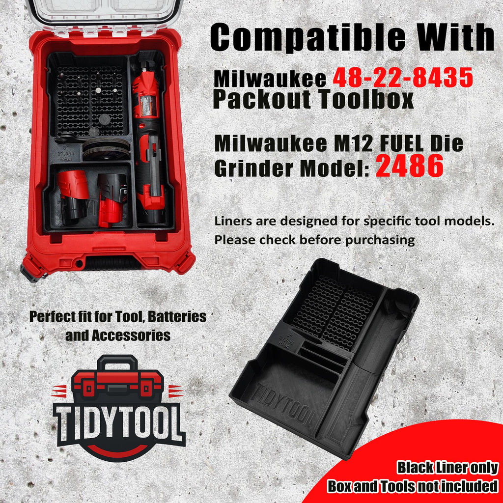 Packout Insert for Milwaukee M12 FUEL 1/4" Straight Die Grinder
