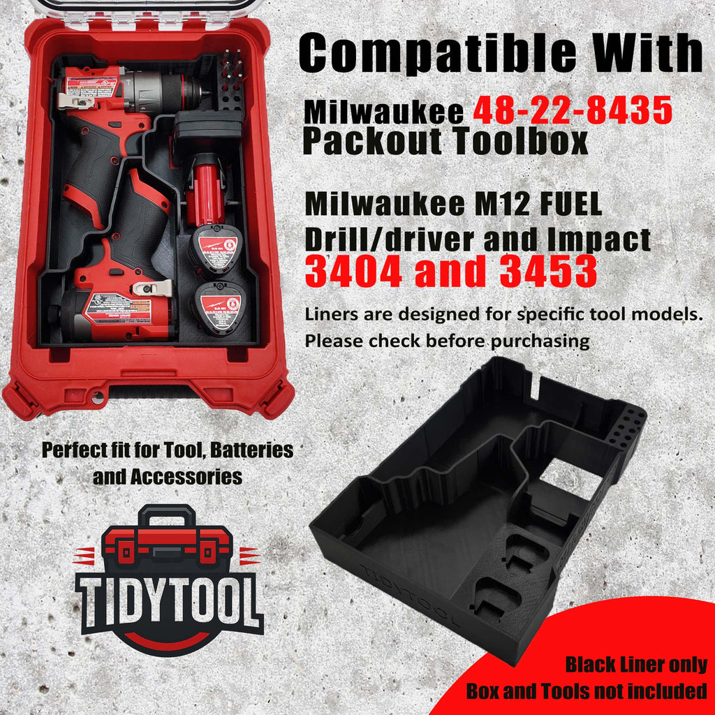Packout Insert for M12 Fuel Drill/Driver and Impact- Milwaukee Compact Organizer