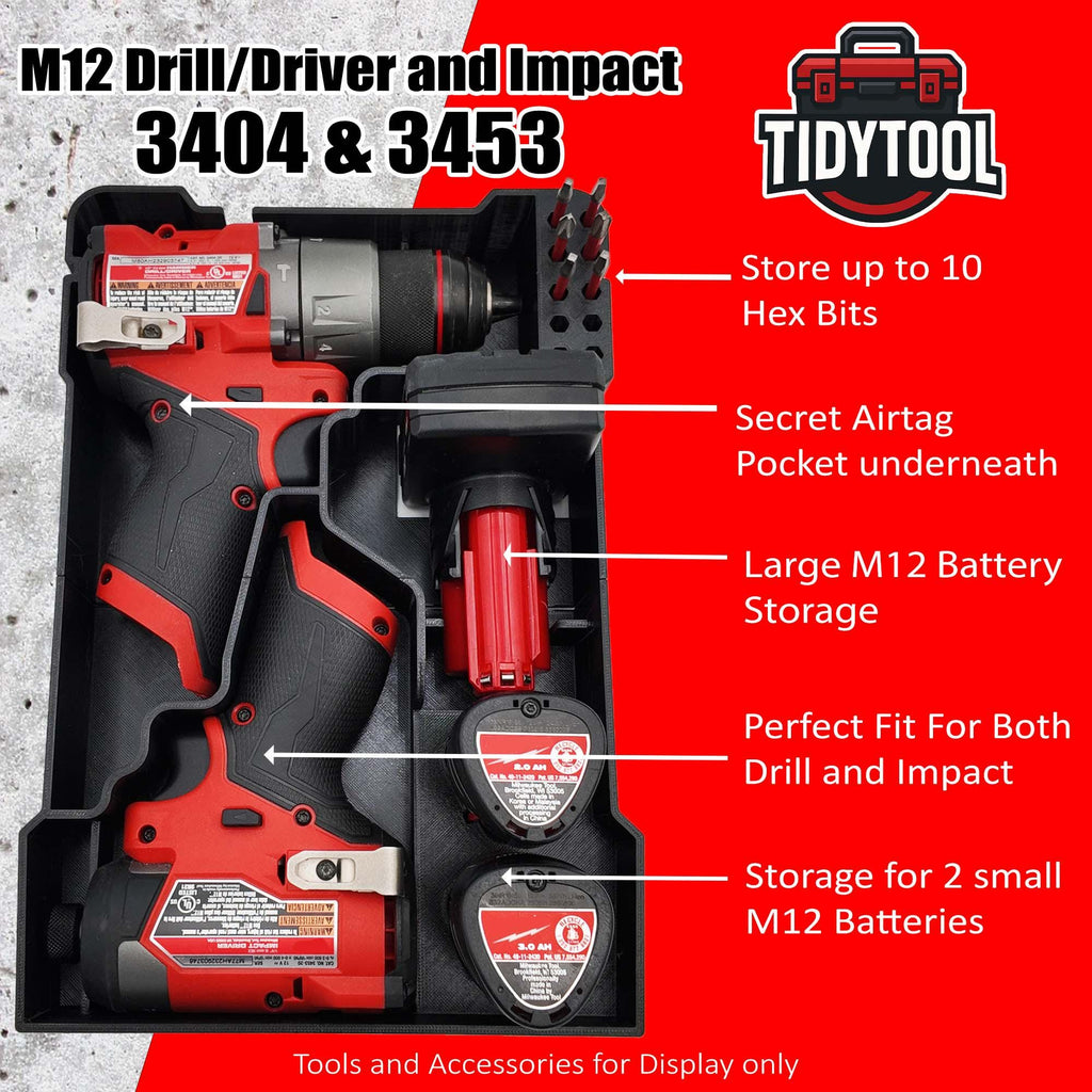 Packout Insert for M12 Fuel Drill/Driver and Impact- Milwaukee Compact Organizer