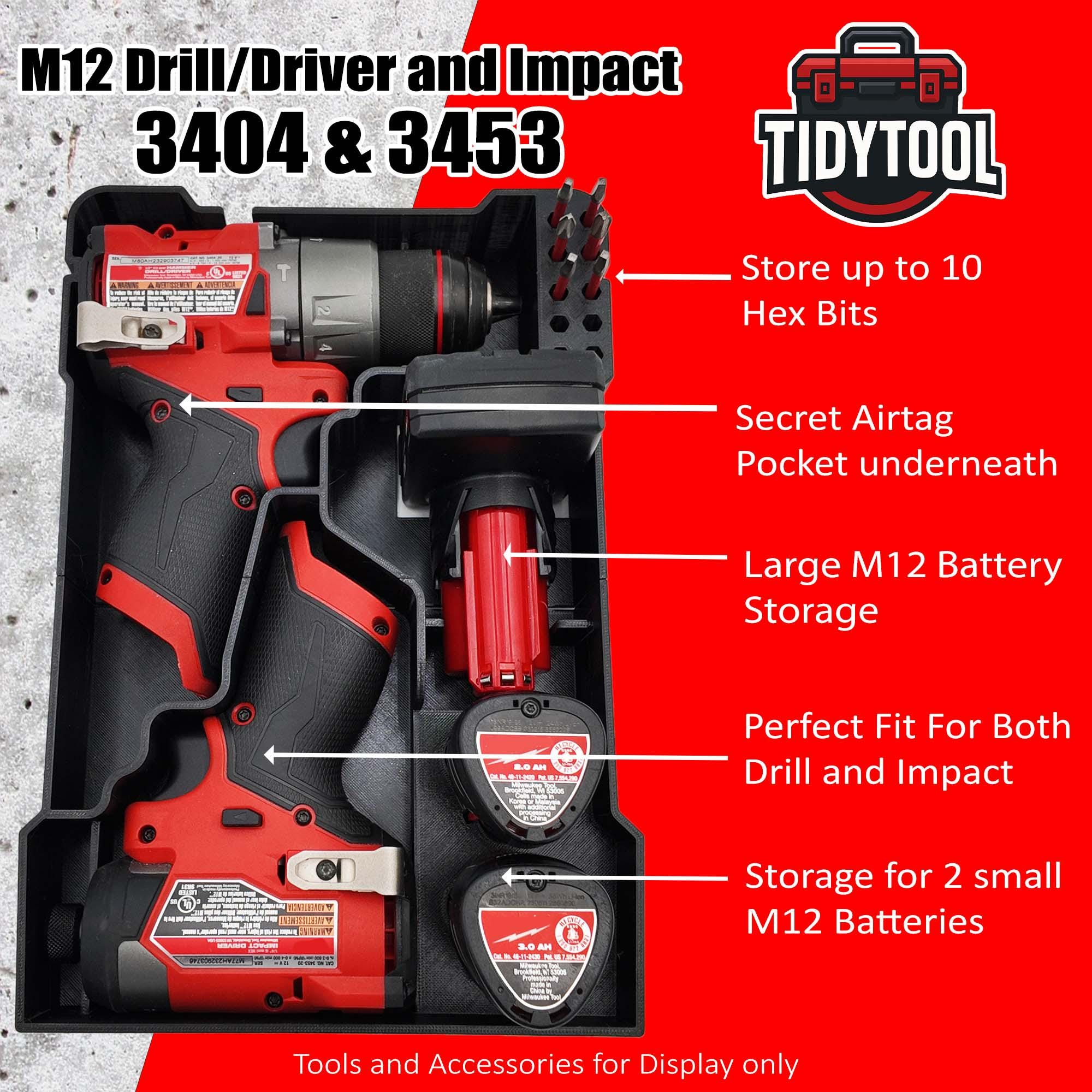 Packout Insert for M12 Fuel Drill/Driver and Impact- Milwaukee Compact Organizer