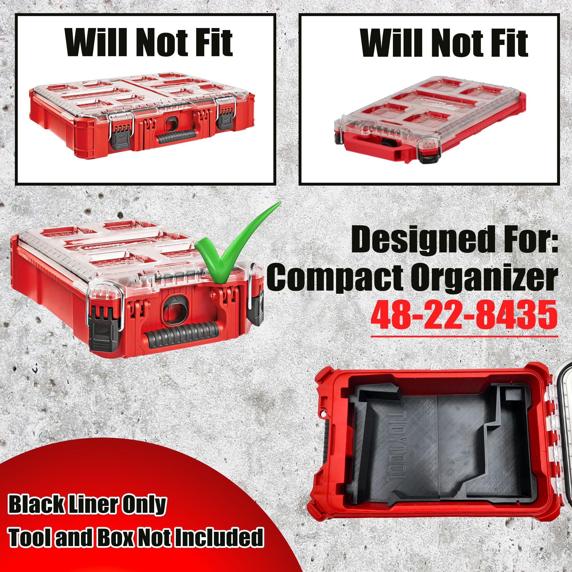Packout Insert for M12 Pin Nailer and Milwaukee Compact Organizer
