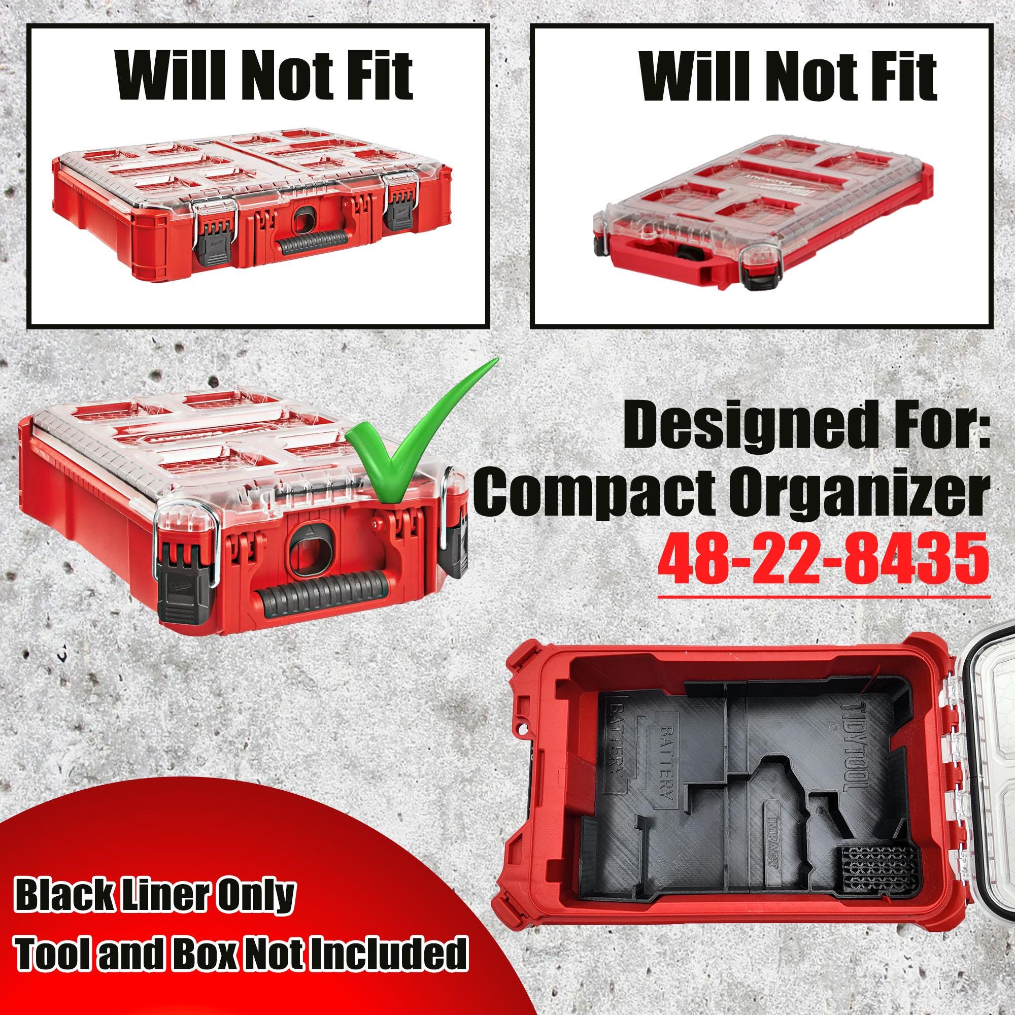 Packout Insert for M18 Drill Driver and Impact- Milwaukee Compact Organizer