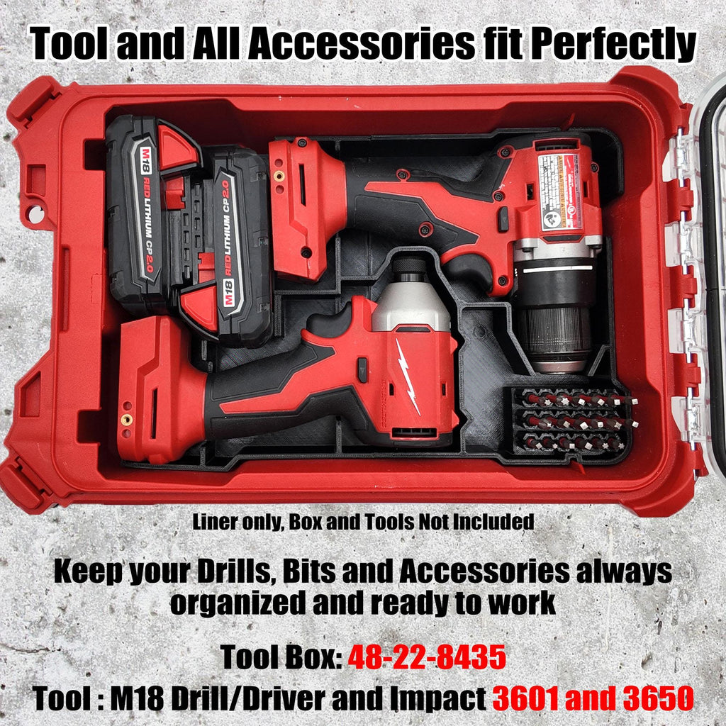 Packout Insert for M18 Drill Driver and Impact- Milwaukee Compact Organizer