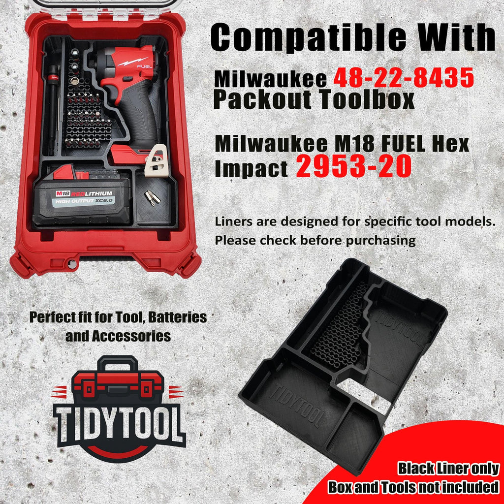 Packout Insert for M18 Fuel 1/4" Hex Impact Driver - Milwaukee Compact Organizer