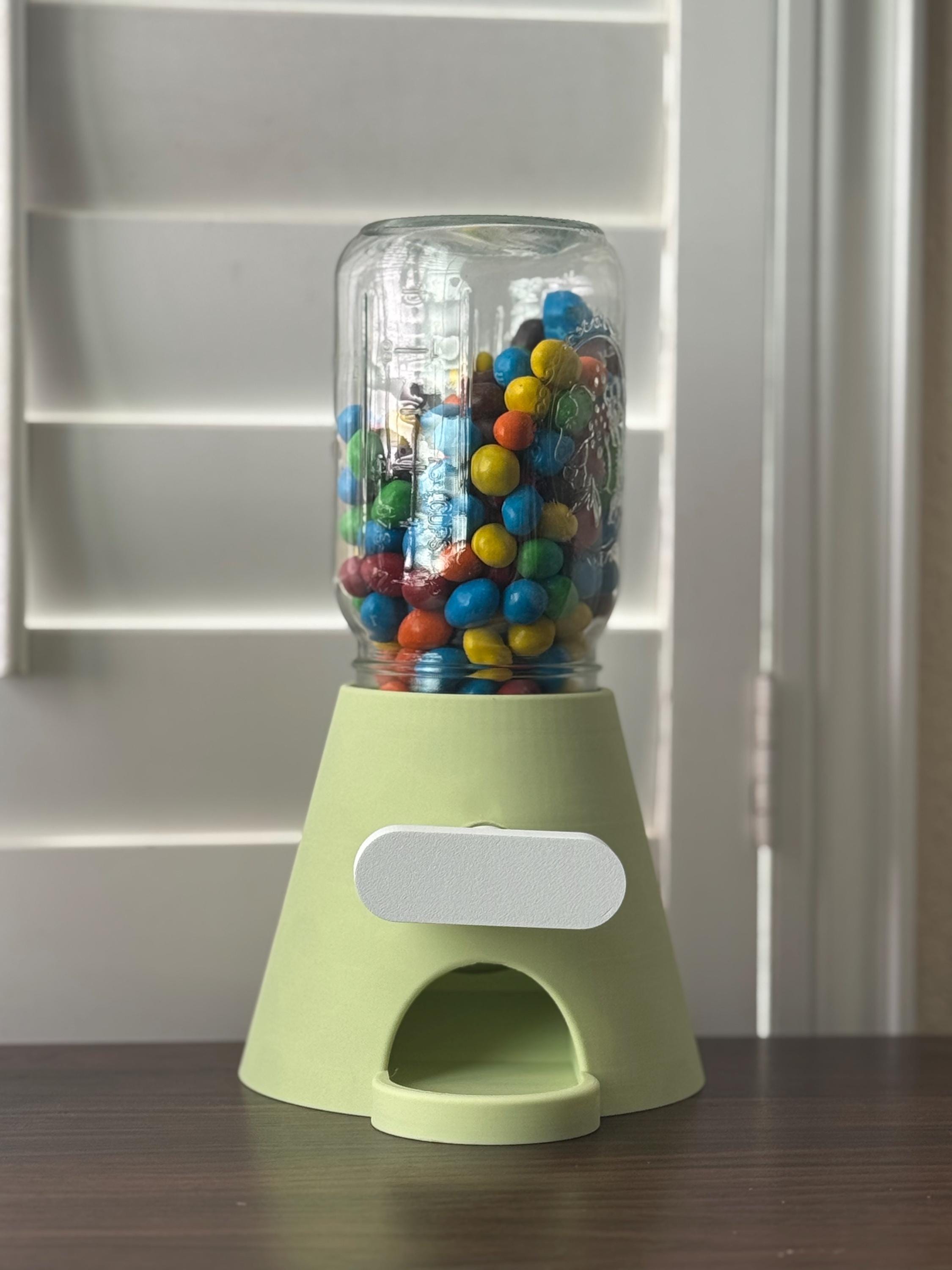 3D Printed Candy Machine: FDA Food Safe PLA, Mason Jar Compatible