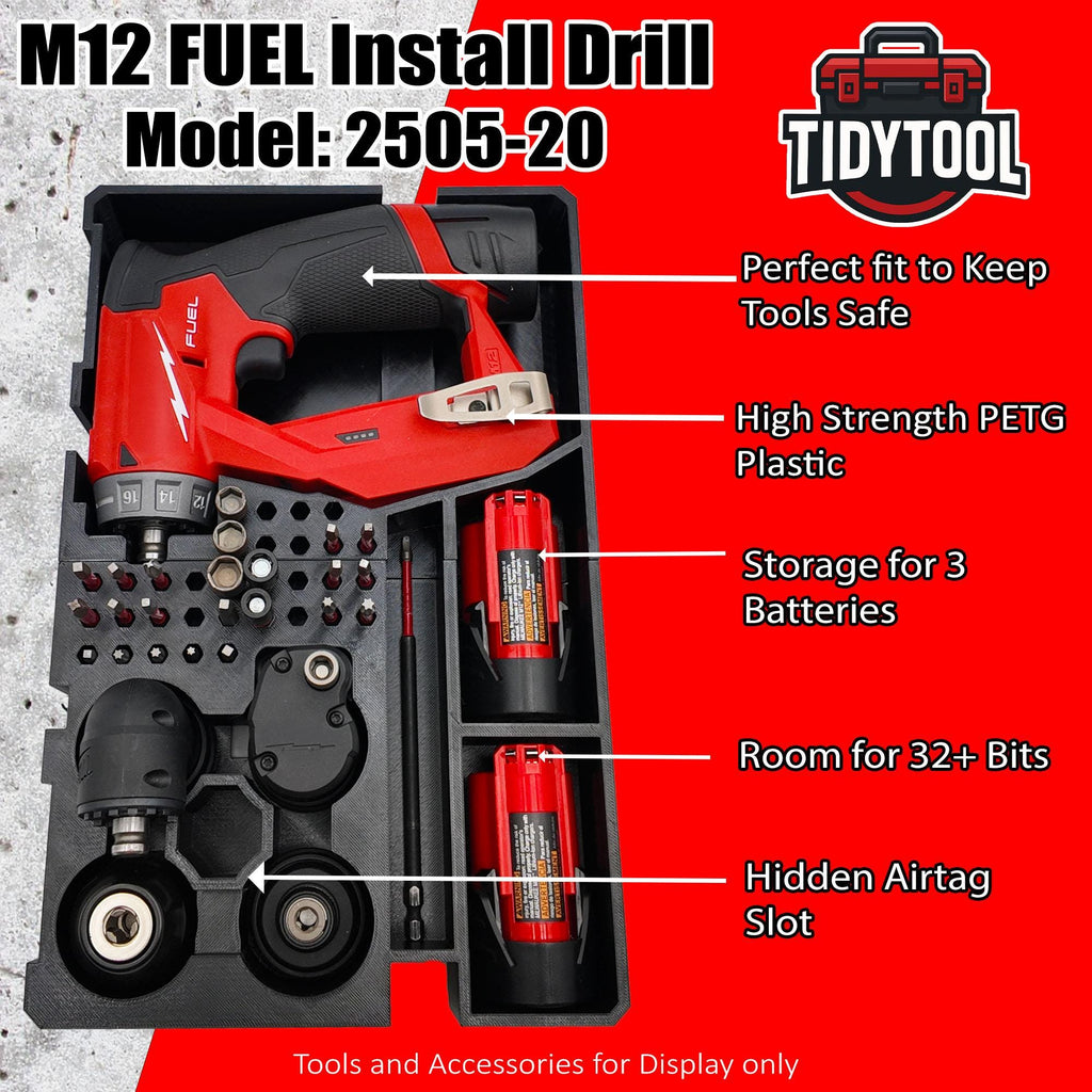 Drawer Liner for Milwaukee M12 FUEL Installation Drill and Packout 3 Drawer Tool Box