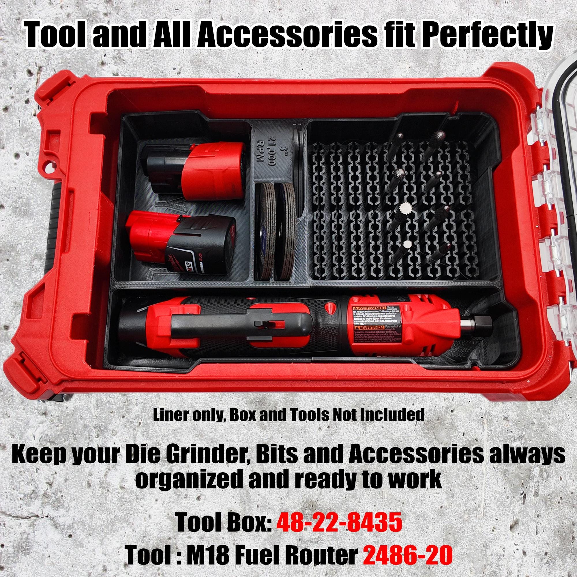 Packout Insert for Milwaukee M12 FUEL 1/4" Straight Die Grinder