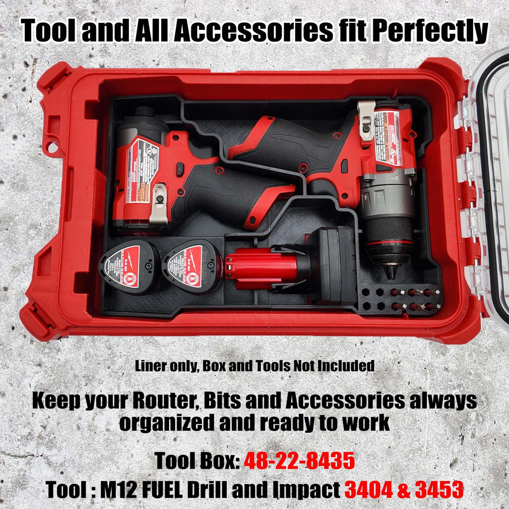 Packout Insert for M12 Fuel Drill/Driver and Impact- Milwaukee Compact Organizer