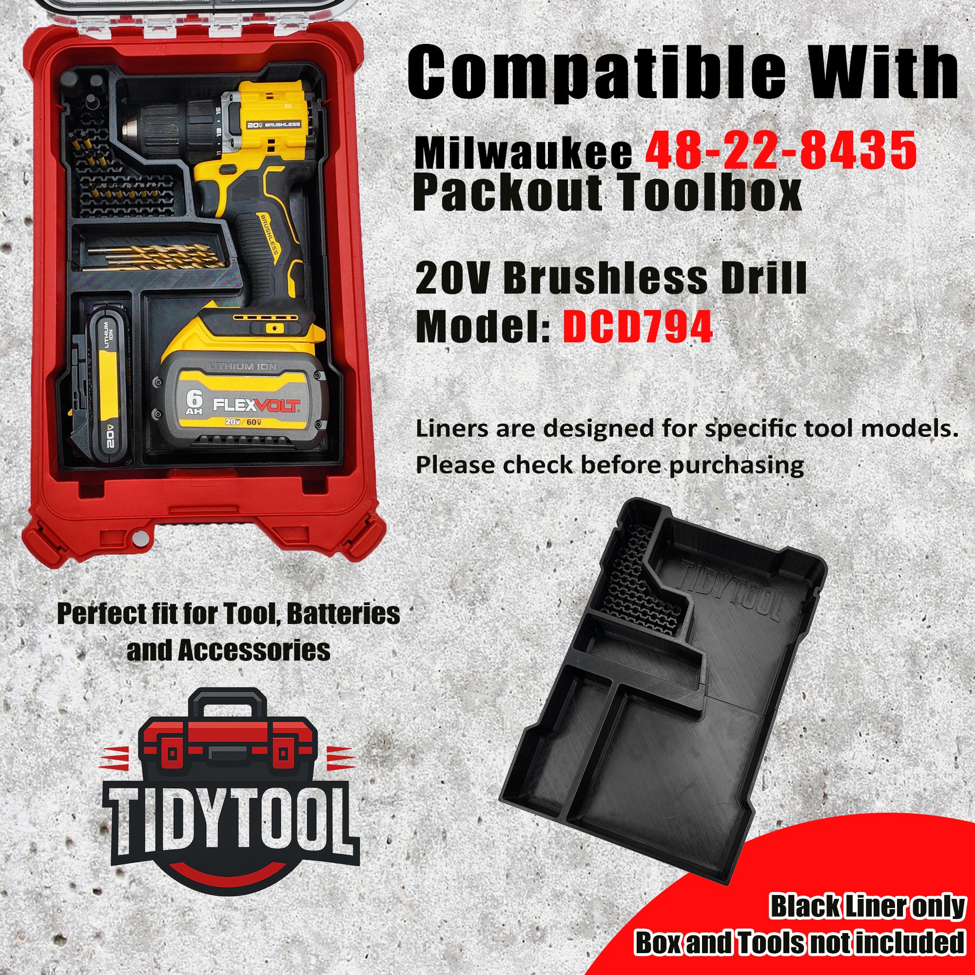 Packout Insert for Dewalt 20V Brushless Drill (DCD794)