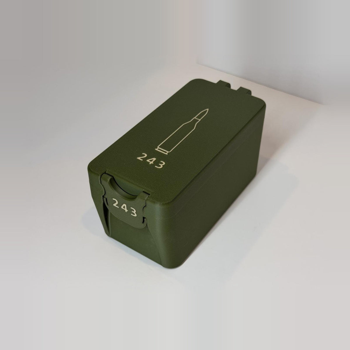 243 Winchester ammo box, 50 round BoxLoc case