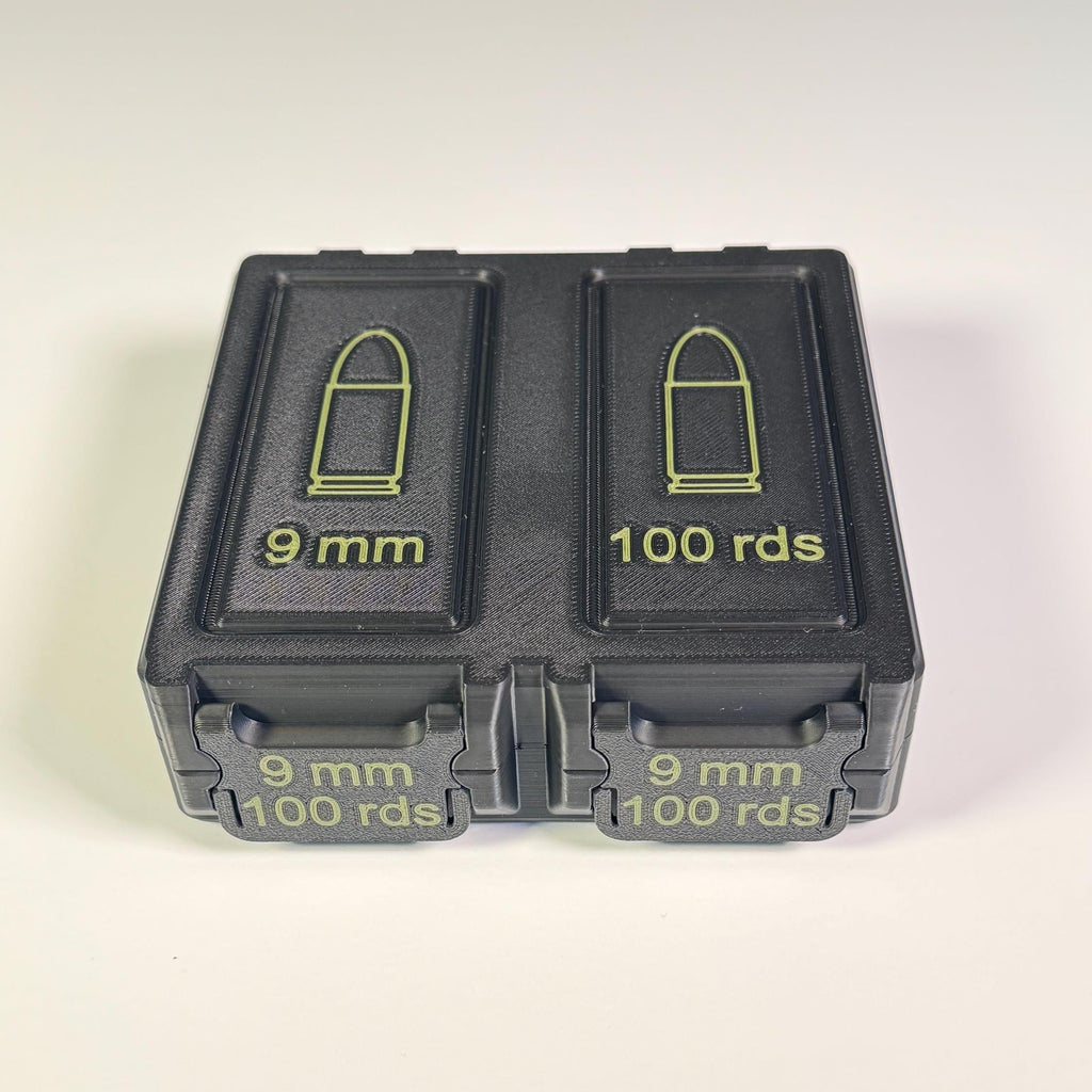 9mm ammo box, 100 round Snaplock case
